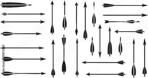 Black arrows pointing in different directions on white background directional arrows arrow pointing arrows