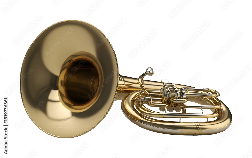 Obraz premium A shiny brass trumpet against a black background