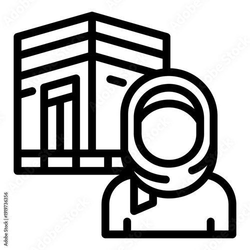 hajjah outline icon. female pilgrim. hajj devotion. islam journey