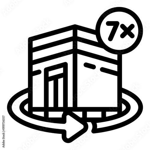 tawaf outline icon. kaaba circling ritual. hajj worship. islam pilgrimage