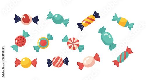 Colorful wrapped candies illustration