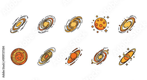 Cosmic galaxy and planet vector illustration