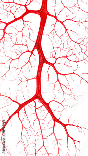 Detailed red vascular network on black background