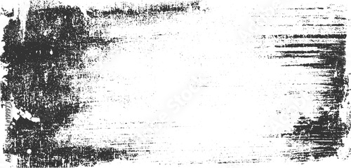 Grungy textured black and white distressed background with rough brush strokes and scattered dots grunge