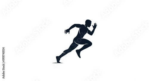 Silhouette of Man Running Fast.