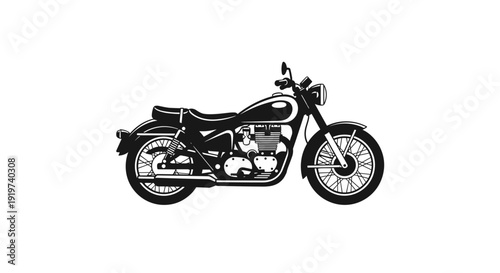 Vintage Motorcycle Side View Illustration.