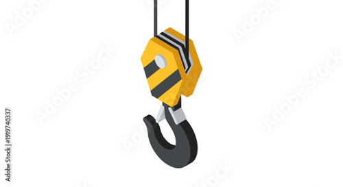 Yellow Crane Hook with Black Cable.