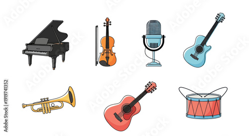 Musical instruments collection illustration
