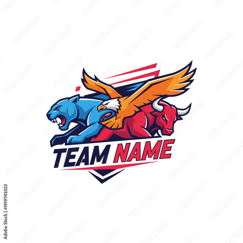 Fototapeta premium Panther Eagle Bull Sports Team Logo Design.