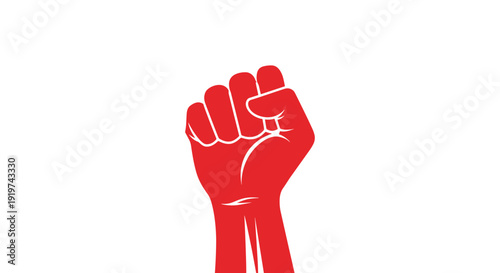 Raised Red Fist Symbolizing Protest Unity.