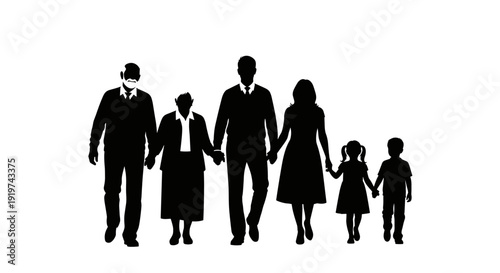 Silhouette of Family Holding Hands Together 6.