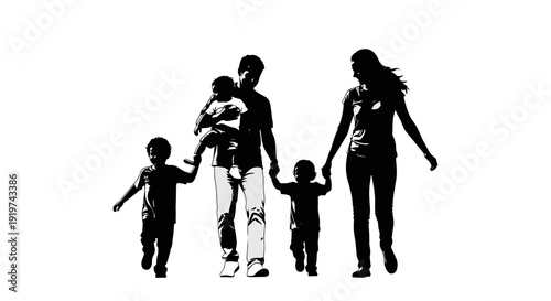 Silhouette of Family Holding Hands Together 7.