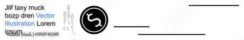 Finance growth, investment strategies, business development, economics, financial success, wealth management. Black dollar sign within a circle, ascending arrow. Finance growth and investment