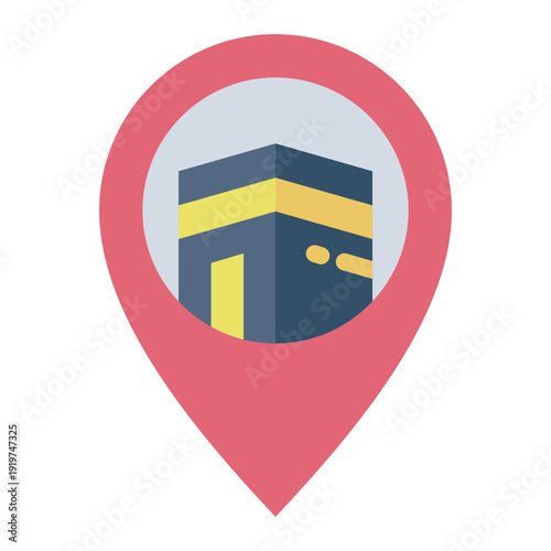 location flat icon. pilgrimage marker. Qibla. islam journey