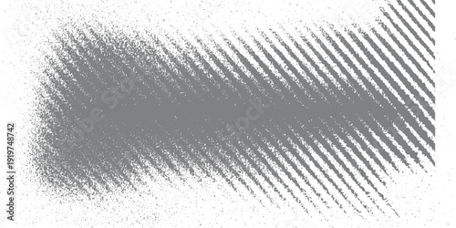Grey textured gradient of dots and diagonal lines on white background