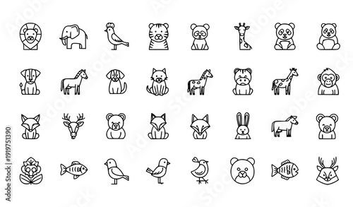 Animal Line Icon Set Minimal Editable Stroke Vector Collection