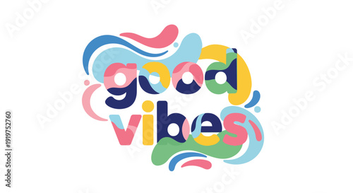 Colorful expressive lettering design fostering a positive mindset. A playful abstract graphic for digital platforms and print media with a joyful