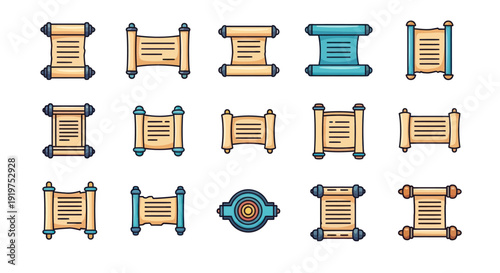 Scrolls collection on white background