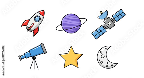 Space exploration vector icons