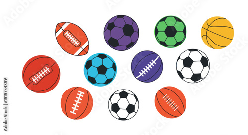 Sports balls collection on white