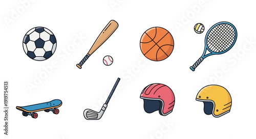 Sports equipment collection illustration