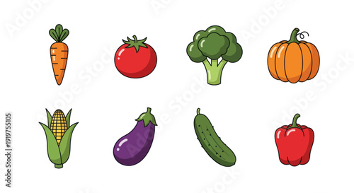 Vegetable assortment cartoon illustration