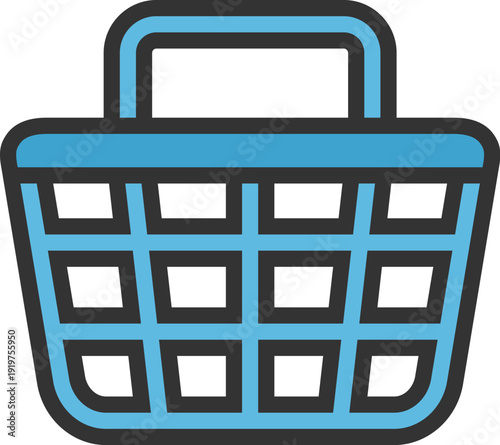 買い物かごのアイコン（線画カラー）のイラスト