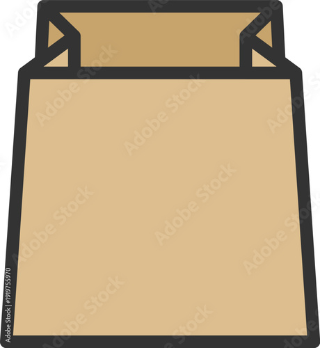 紙袋のアイコン（線画カラー）のイラスト