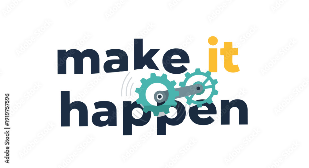 Fototapeta premium Dynamic graphic urging decisive action, showcasing active gears to symbolize smooth, interconnected processes essential for achieving goals and