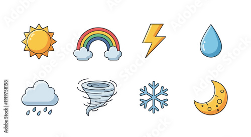 Weather icons sun rain storms and more
