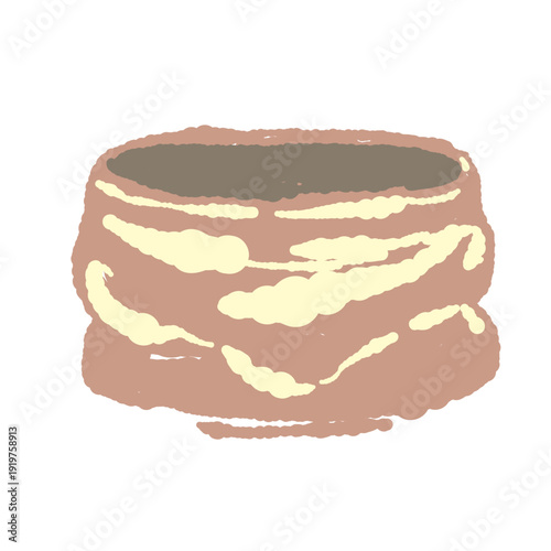 Reddish Brown Hagi Ware Style Tea Bowl Illustration