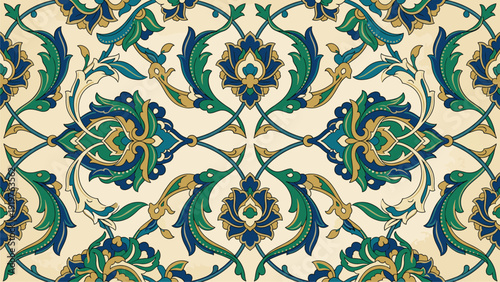 Intricate Floral Damask Pattern - Vintage Textile Design for Decor & Print