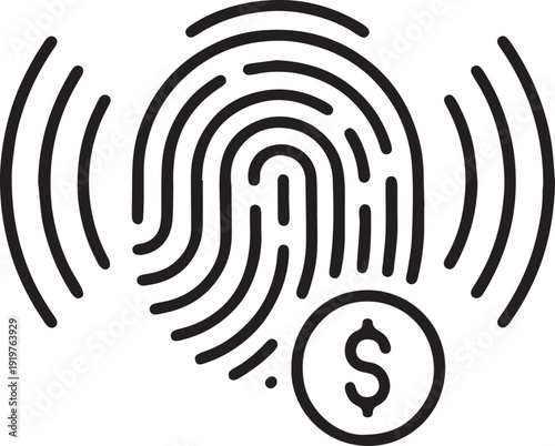 Art & Illustration, Fingerprint Biometric Security and Access Line Icon.