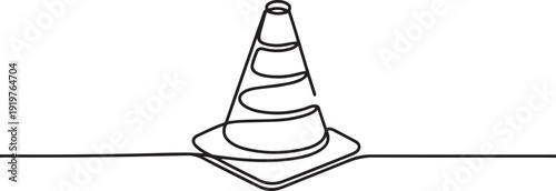 continuous line vector illustration design traffic cone. one line art icon drawing vector
