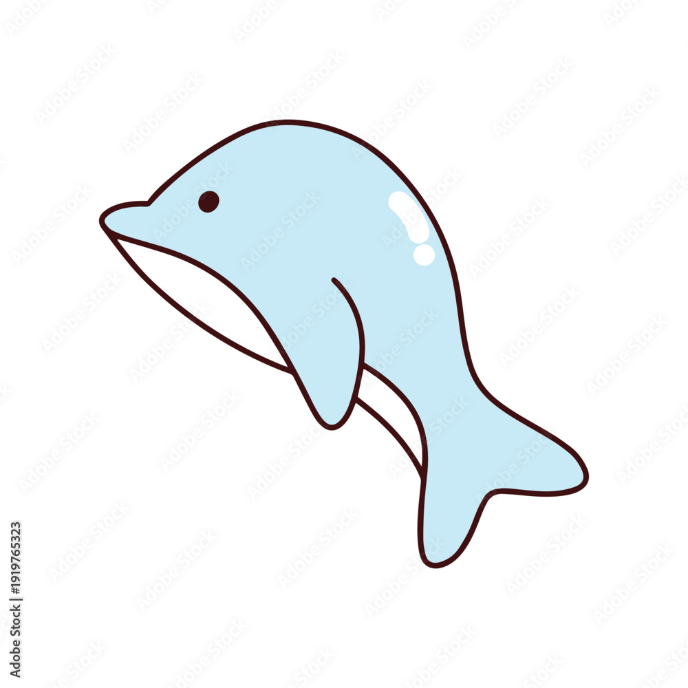 Obraz premium kawaii dolpin animal underwater cartoon. coloring book forkids