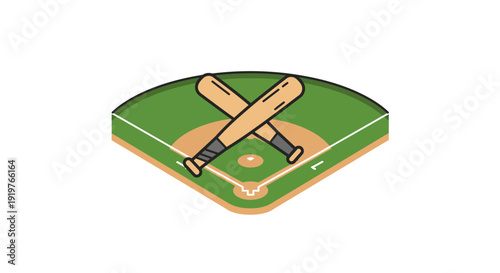 Isometric Baseball Diamond with Crossed Bats