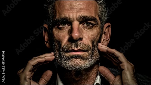 Man suffering headache stress or deep thought