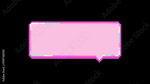 8-bit pixel art pink y2k speech bubble dialogue. looped animation 4k 30fps