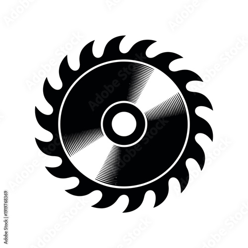 Circular saw blade icon features sharp teeth and a central mounting hole.