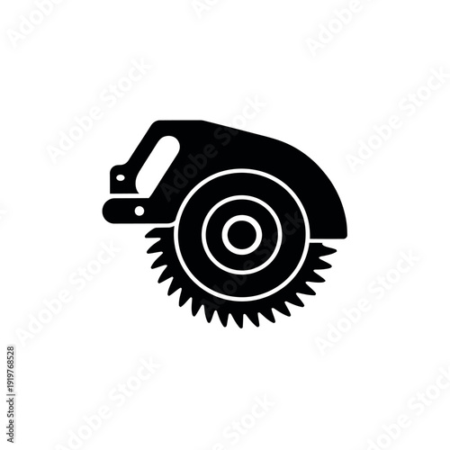 Circular power saw tool silhouette symbolizes construction and carpentry work.