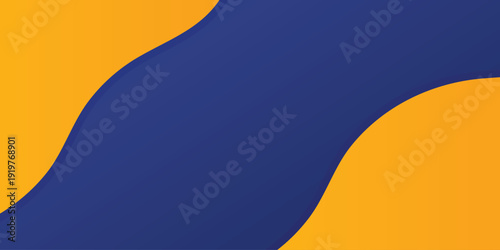 Blue and yellow wave shapes background. Blank banner template for presentations and social media promotions