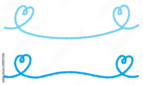 かわいいハートのクレヨンアンダーライン/ブルー