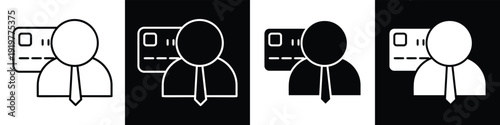 Creditors line and glyph icon style in white n black background