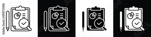 Evaluation line and glyph icon style in white n black background
