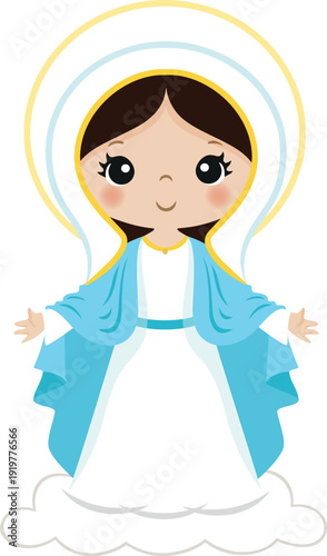 Virgin mary, blessed virgin mary, religion, saint, mother of jesus, illustration for children