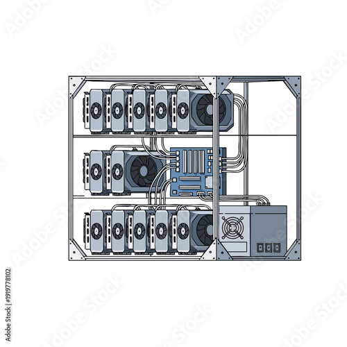 Indoor Electrical Panel with Circuit Breakers and Wiring for Home or Business Power Distribution
