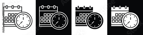 Schedule line and glyph icon style in white n black background