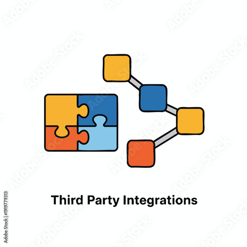 Third Party Integrations Concept with Puzzle and Connection Icons