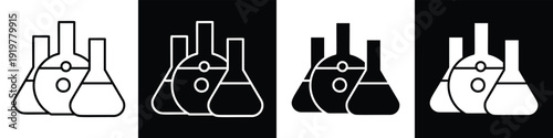 Laboratory line and glyph icon style in white n black background