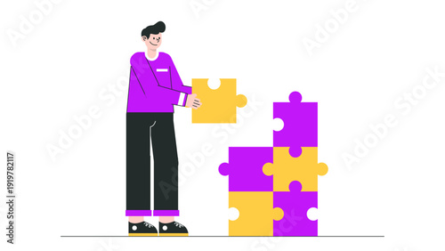 A man completing a puzzle to find a business solution